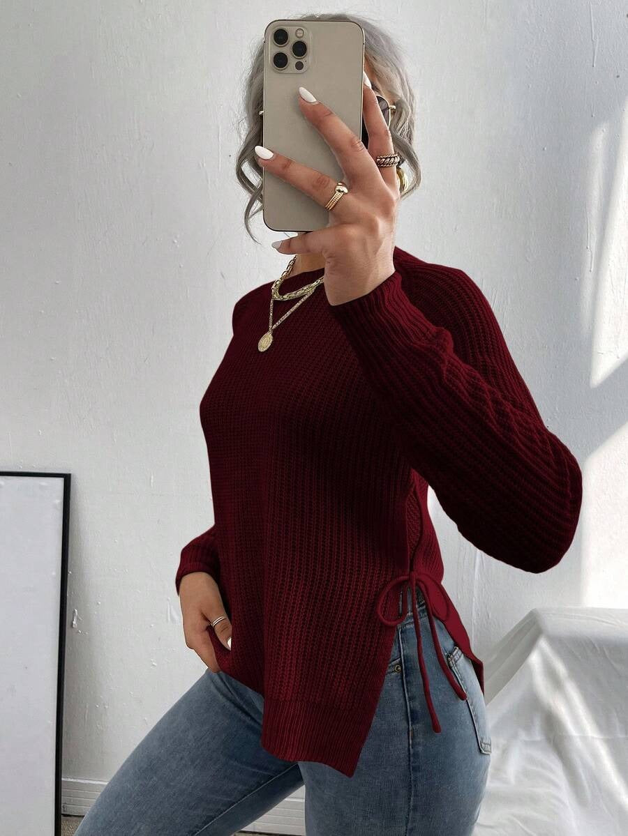 Suéter de cuello redondo, manga larga