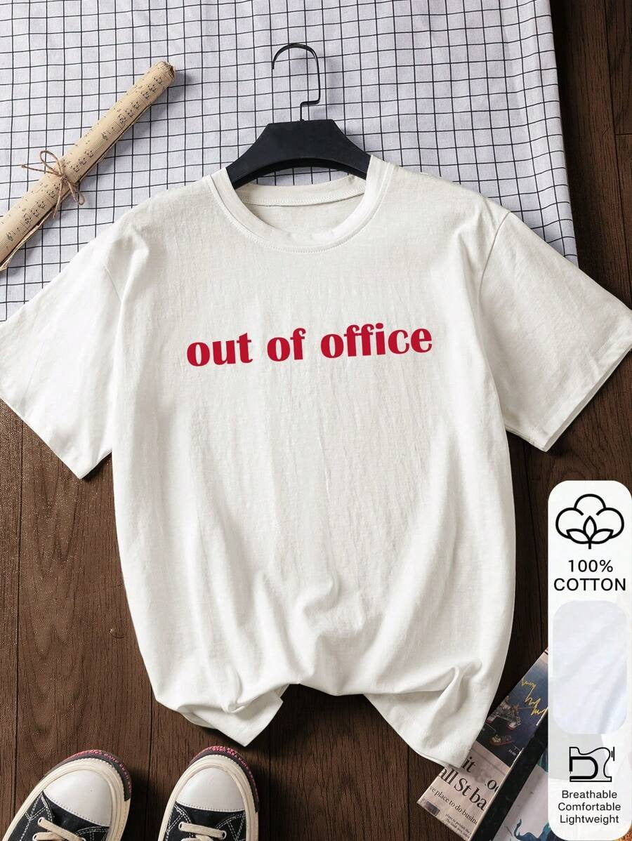 Camiseta con estampado de cuello redondo