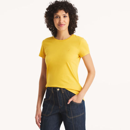 Franela cuello redondo unicolor con logo