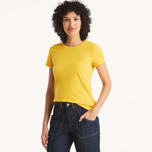 Franela cuello redondo unicolor con logo