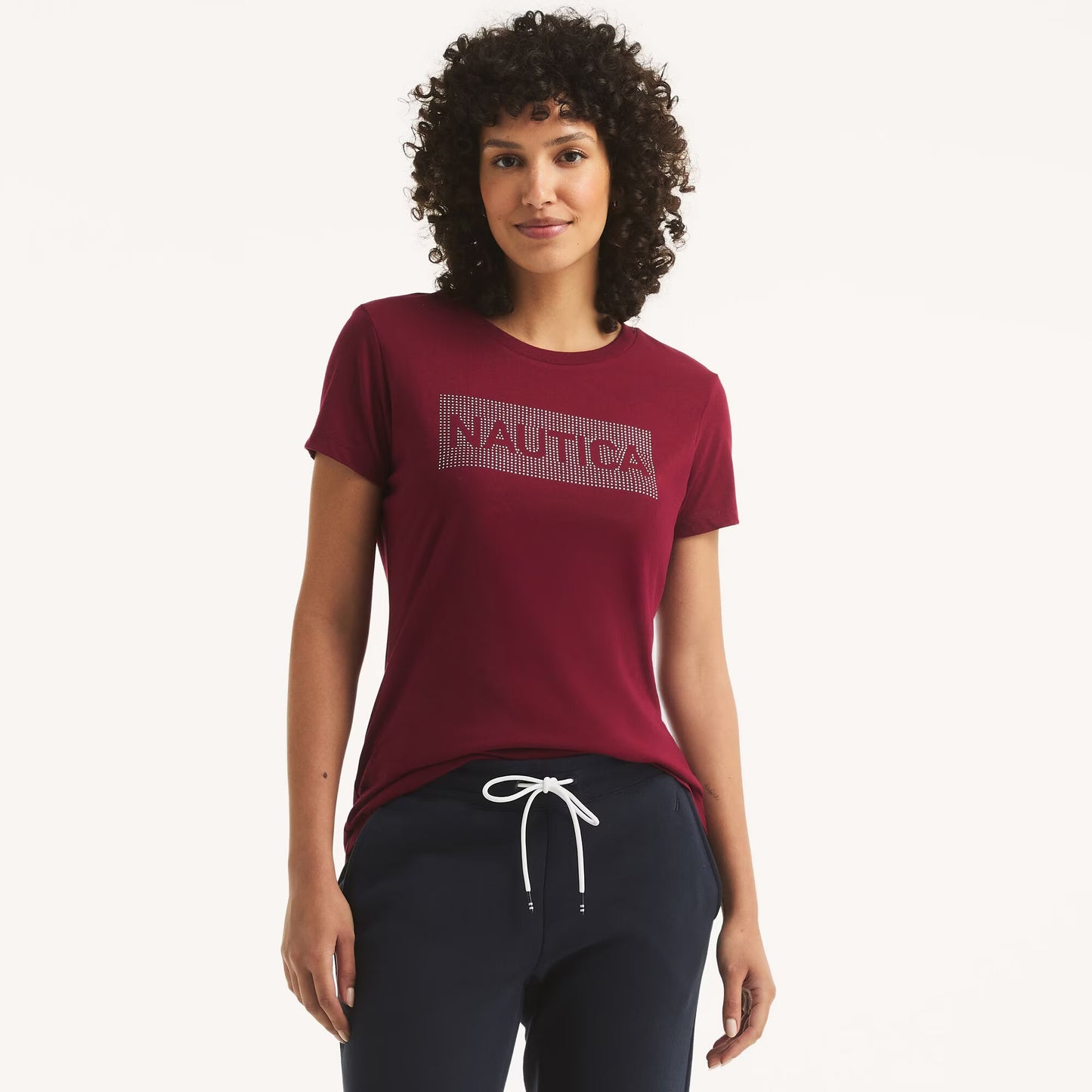 Franela cuello redondo con brillantes