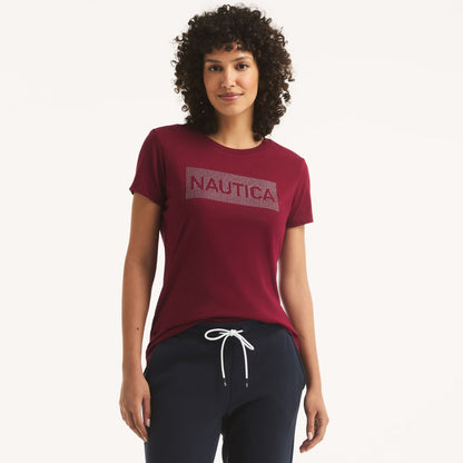 Franela cuello redondo con brillantes