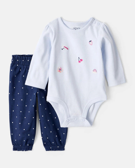Conjunto sueter y pantalón para niña pequeña