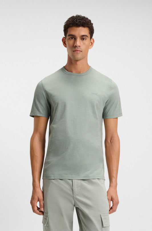 Franela cuello redondo unicolor con logo