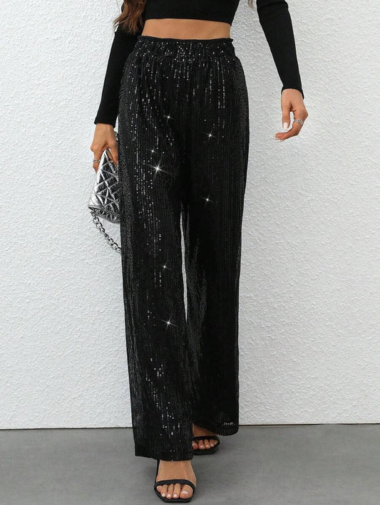 Pantalones rectos con lentejuelas