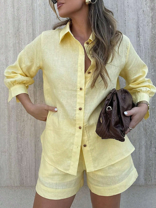 Conjunto de 2 piezas de cárdigan y pantalones cortos