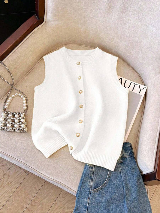 Chaleco de punto con botones