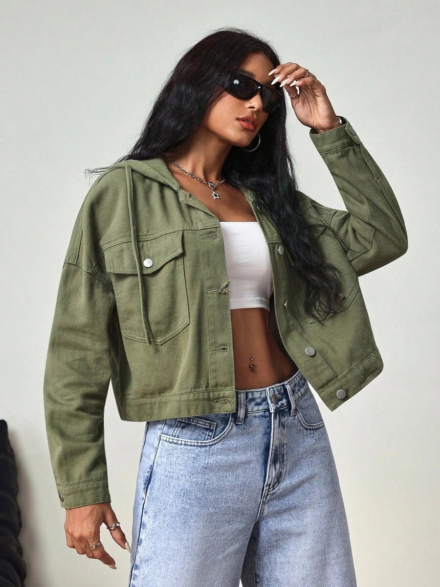 Chaqueta vaquera de manga larga con capucha