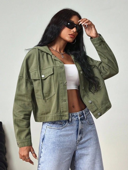 Chaqueta vaquera de manga larga con capucha