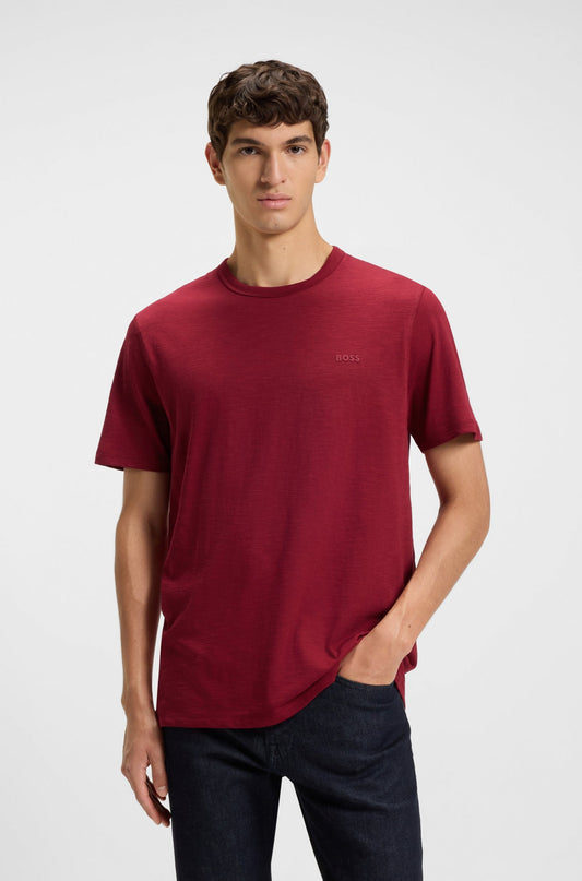 Franela cuello redondo unicolor con logo