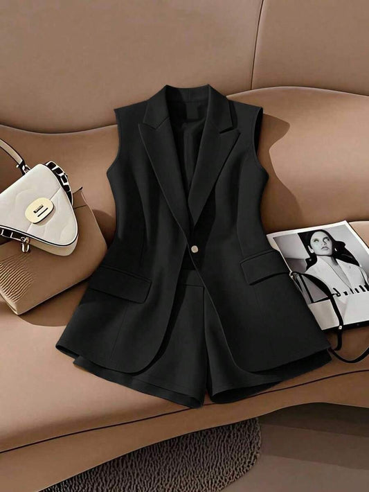 Conjunto de blazer sin mangas y short