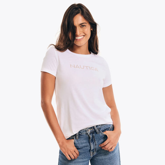 Franela cuello redondo con logo estampado