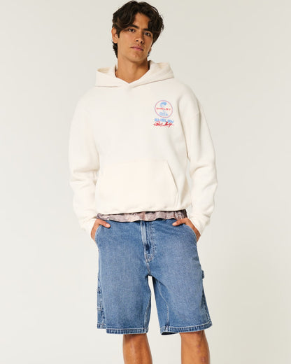 Bermuda denim con lavado medio y corte holgado