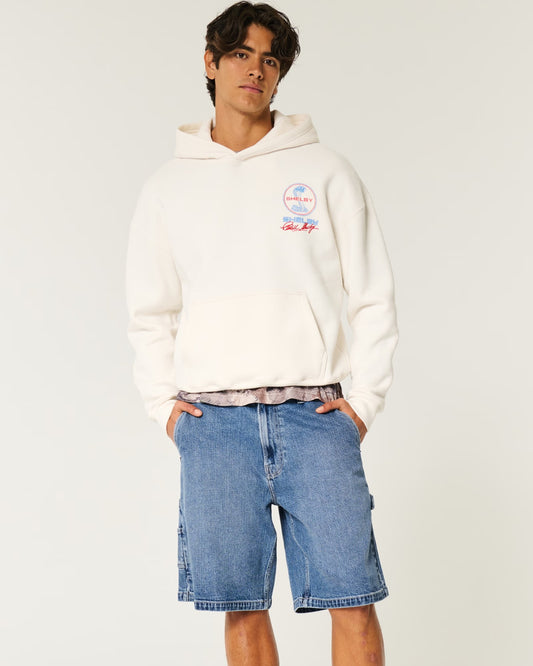 Bermuda denim con lavado medio y corte holgado