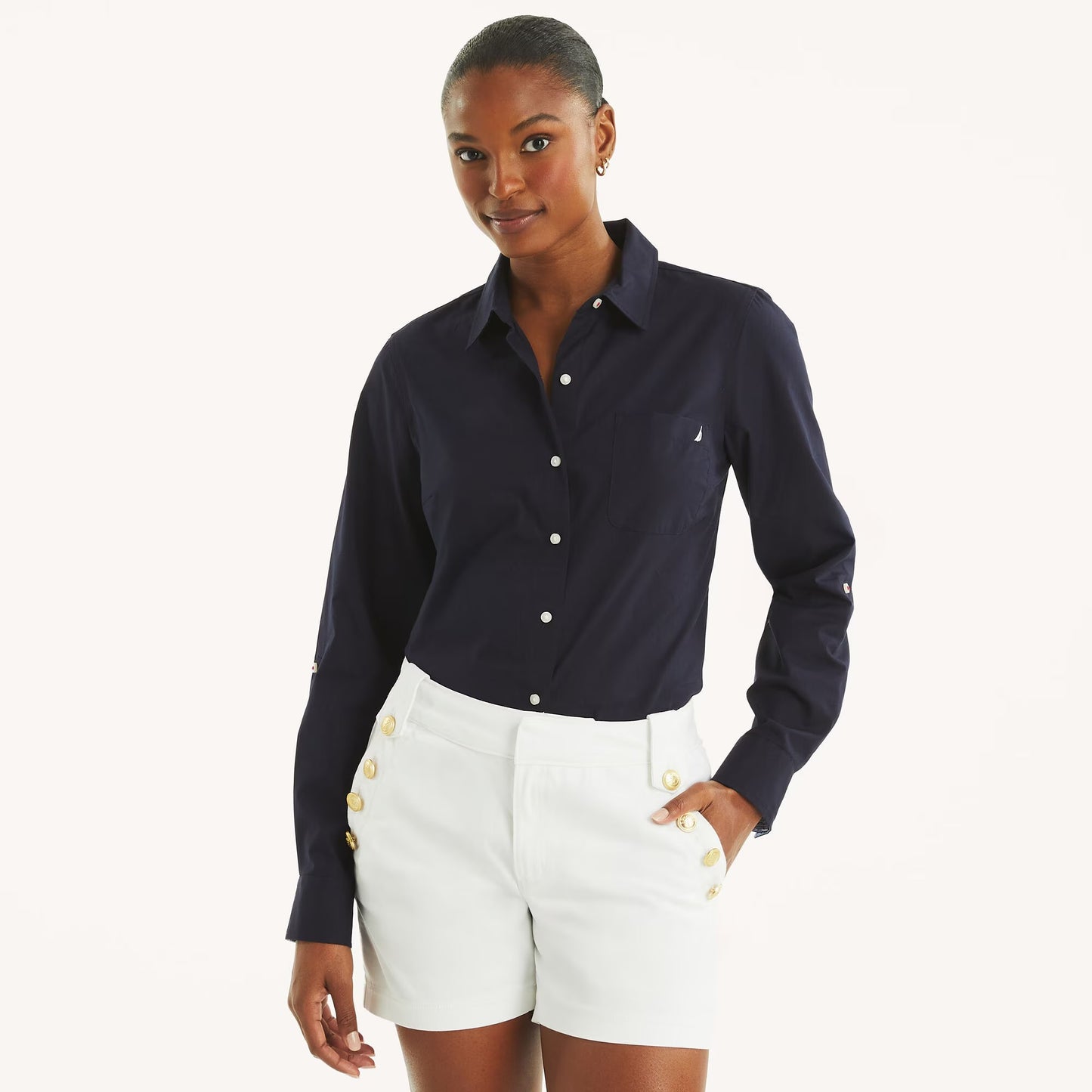 Camisa manga larga unicolor con logo