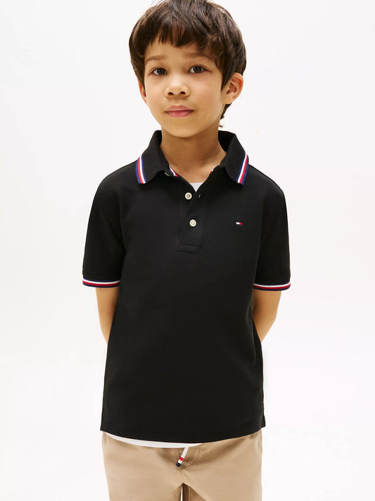 Chemise unicolor con cuello ribeteado para niño