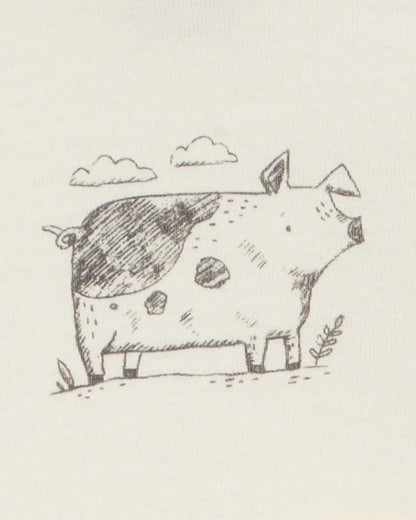 5 Pack Bodys estampado animales de granja para pequeños