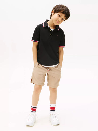 Chemise unicolor con cuello ribeteado para niño