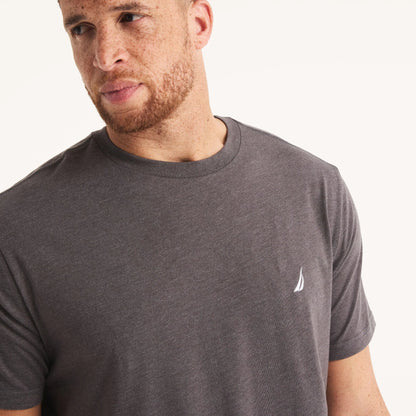 Franela cuello redondo unicolor con logo heathered para grandes