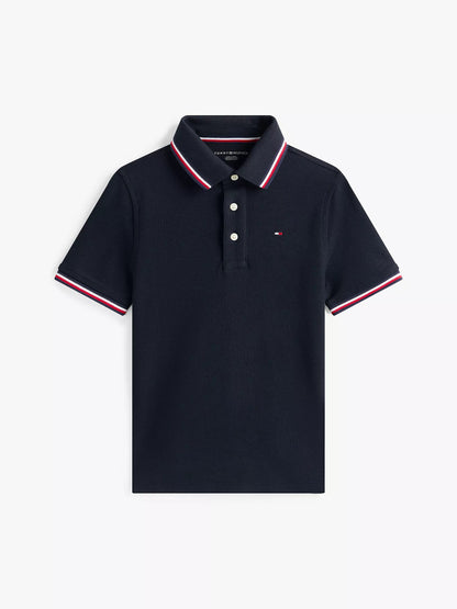 Chemise unicolor con cuello ribeteado para niño