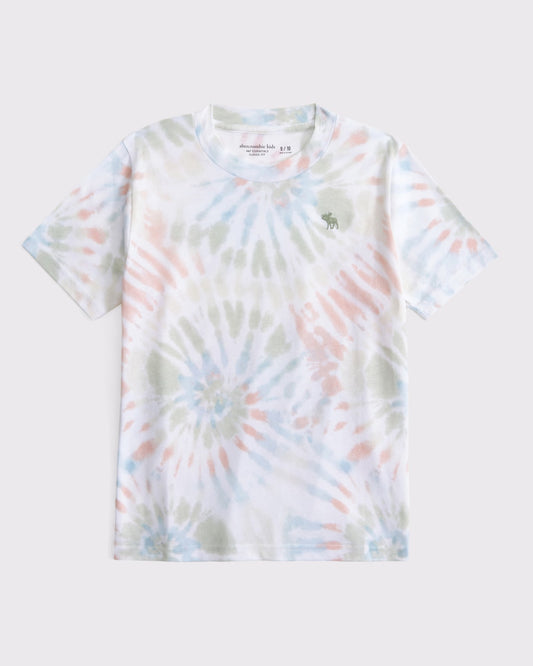 Franela cuello redondo tie dye con logo para niño