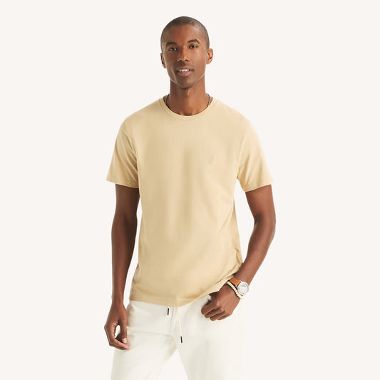 Franela cuello redondo unicolor con logo