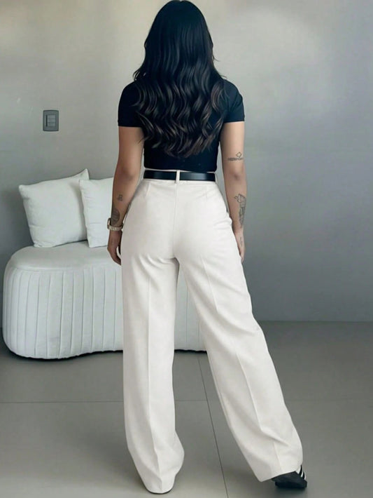 Pantalon de pierna ancha y talle alto