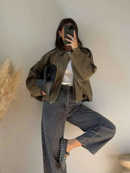 Chaqueta casual suelta de manga larga