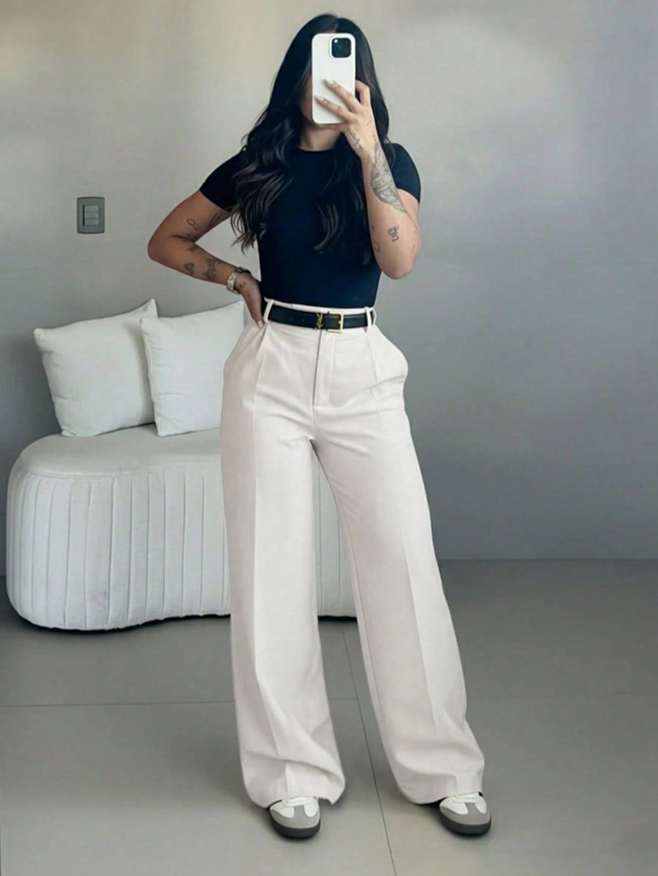 Pantalon de pierna ancha y talle alto