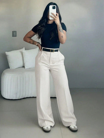 Pantalon de pierna ancha y talle alto