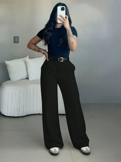 Pantalon de pierna ancha y talle alto