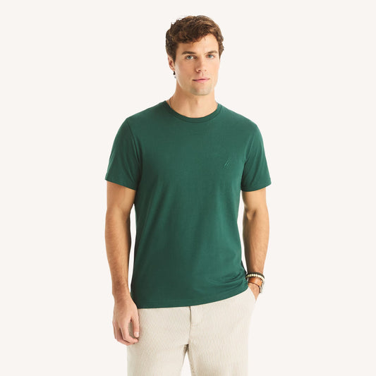 Franela cuello redondo unicolor con logo