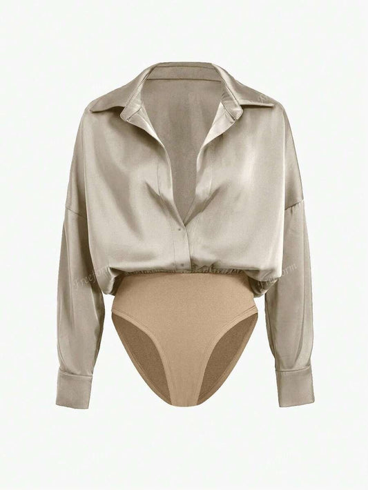 Blusa casual cuello en V tipo body