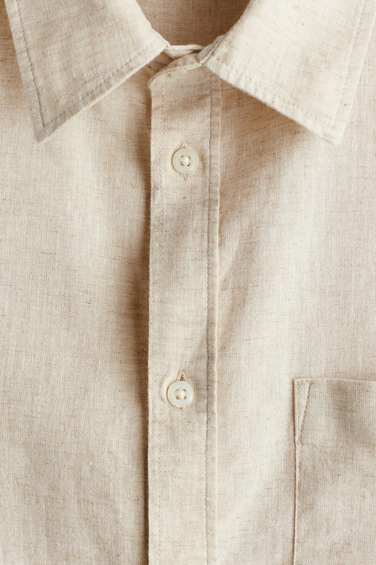 Camisa manga larga unicolor de lino