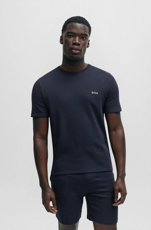 Franela cuello redondo texturizada con logo