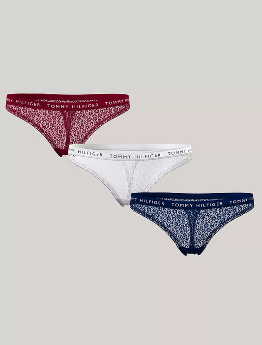 3 Pack panties de algodón tipo hilo de encaje