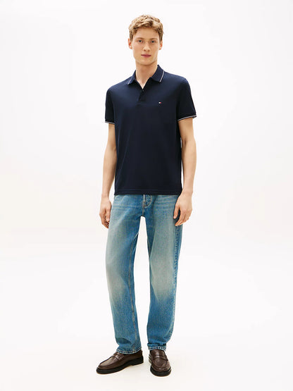 Chemise de algodón con cuello y mangas ribeteadas