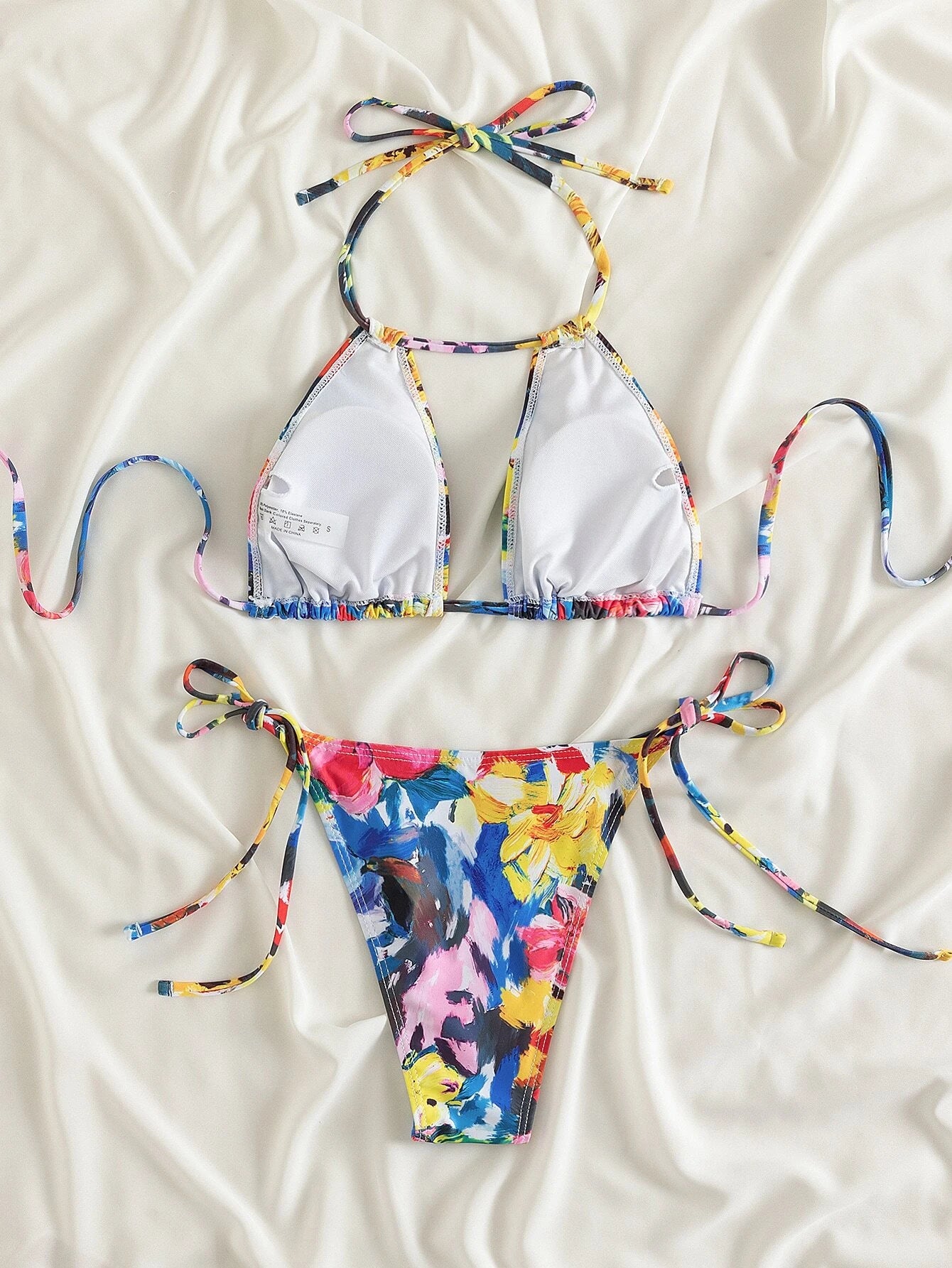 Bañador bikini floral al azar con estampado halter