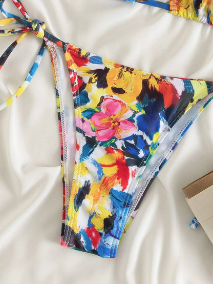 Bañador bikini floral al azar con estampado halter