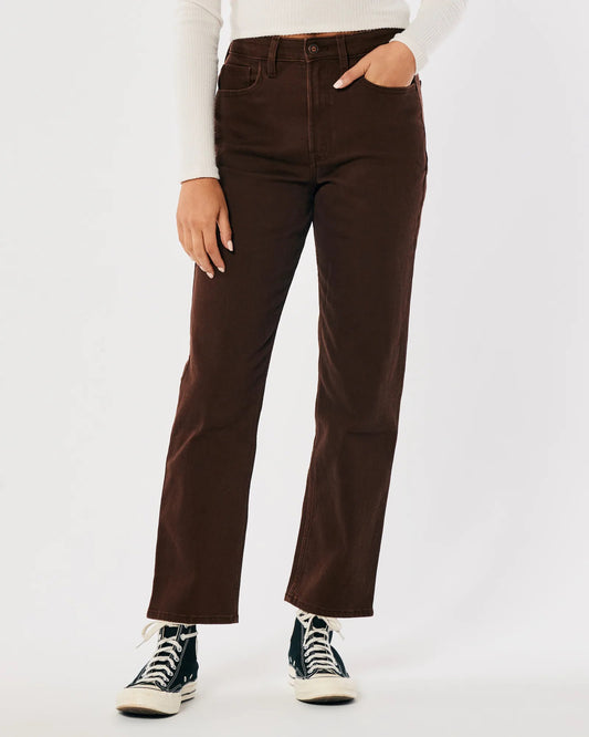 Jeans rectos al tobillo vintage de tiro superalto