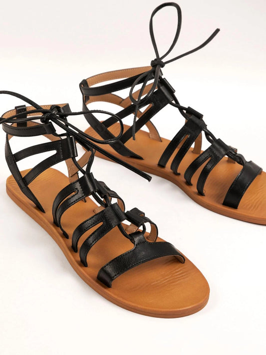 Sandalias planas cordón gladiador